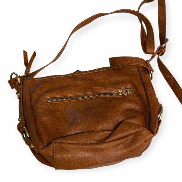 BY ANTHROPOLOGIE Women’s Cognac Brown Faux Leather Sadie Crossbody Bag - Picture 5 of 8